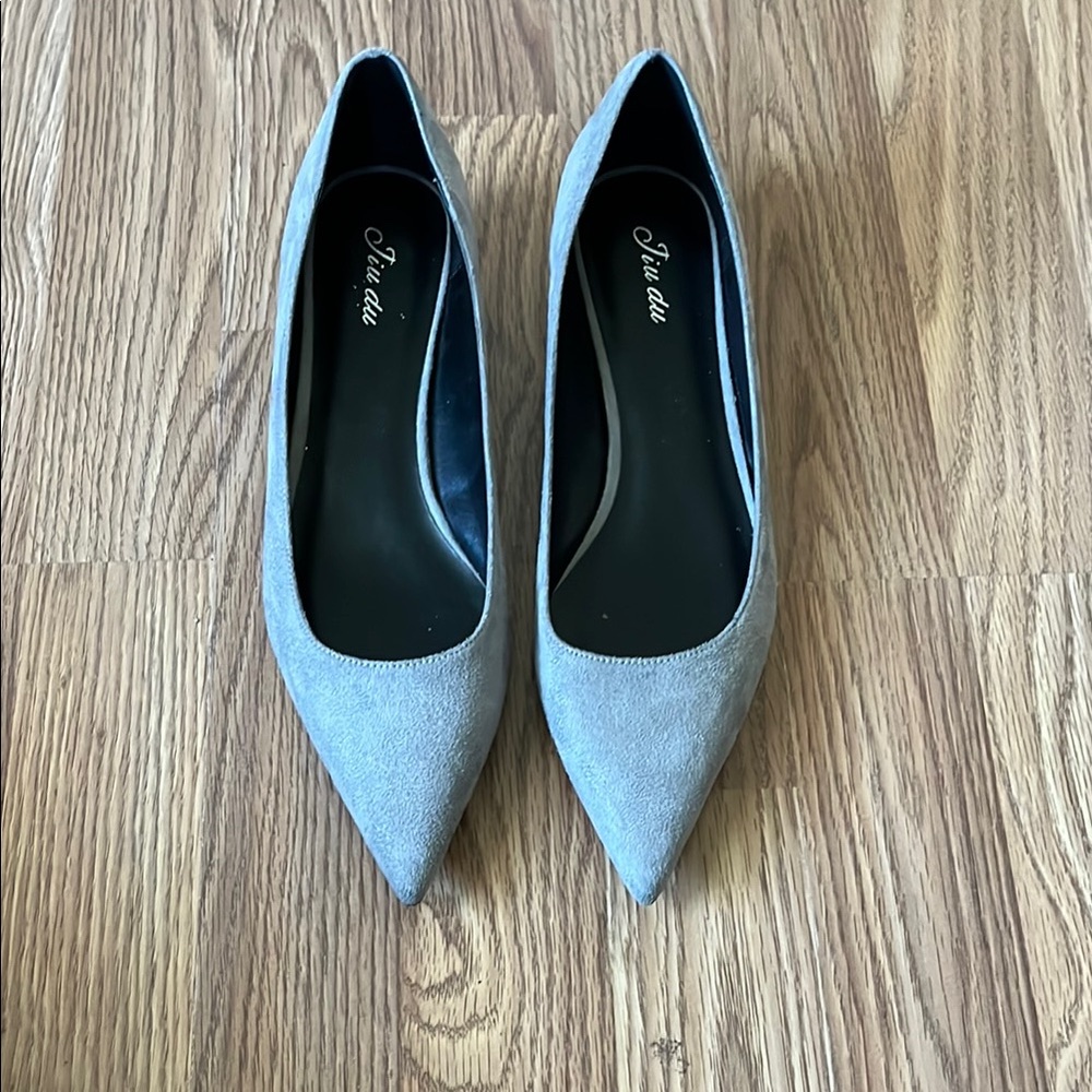 Jiu Du Women's Gray Suede Pumps